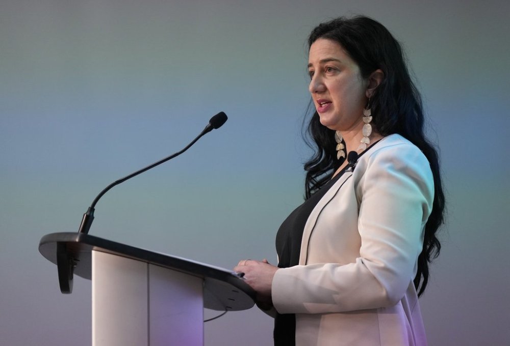 B.C. Human Rights Commissioner Kasari Govender speaks after releasing the final report on her inquiry into hate during the COVID-19 pandemic, in Vancouver, on Tuesday, March 7, 2023. THE CANADIAN PRESS/Darryl Dyck