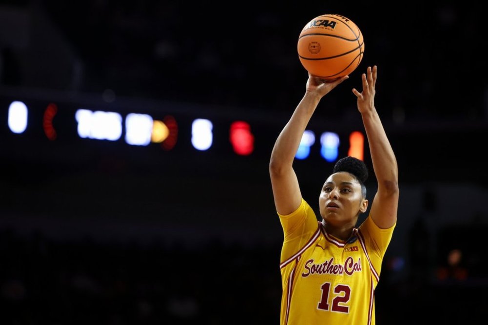 FILE - Southern California guard JuJu Watkins (12) shoots a free throw during the first half against Mississippi State in the second round of the NCAA college basketball tournament Monday, March 24, 2025, in Los Angeles. (AP Photo/Jessie Alcheh, File)
