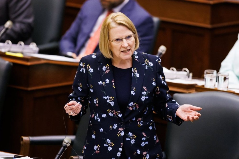 Sylvia Jones, Deputy Premier and Minister of Health speaks during Question Period at Queen's Park in Toronto on Tuesday, May 13, 2025. THE CANADIAN PRESS/Cole Burston