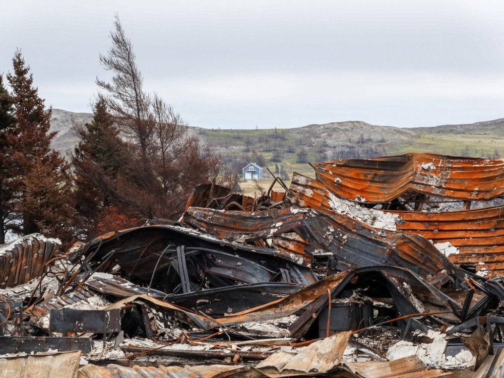 The ruins of Cabot Academy, an elementary school in Western Bay, N.L. are shown on Friday August 29, 2025 following the Conception Bay North wildfire. THE CANADIAN PRESS/Elling Lien