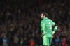 FILE - Scotland's goalkeeper Craig Gordon waits during the UEFA Nations League soccer match between Scotland and Ukraine, at Hampden Park, in Glasgow, Scotland, Sept. 21, 2022. (AP Photo/Scott Heppell, file)