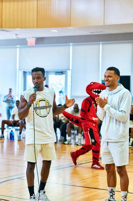 Actor and producer Emmanuel Kabongo, left, founder of the