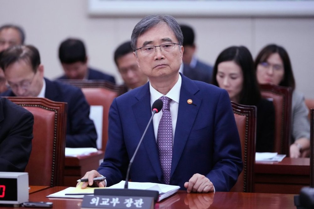 South Korean Foreign Minister Cho Hyun listens to lawmaker's question during a session of the Foreign Affairs and Unification Committee at the National Assembly in Seoul, South Korea, Monday, Sept. 8, 2025. (AP Photo/Lee Jin-man)
