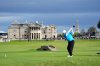 Scotland's Robert MacIntyre on the 18th tee during day four of the 2025 Alfred Dunhill Links Championship at the Old Course, St Andrews, Scotland, Sunday, Oct. 5, 2025. (Jane Barlow/PA via AP)