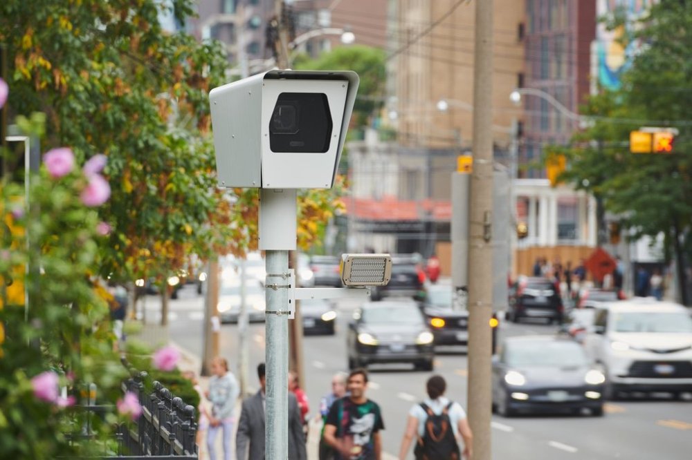Vehicles pass a speed camera in Toronto, on Wednesday, Sept. 24, 2025. THE CANADIAN PRESS/Sammy Kogan