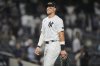 New York Yankees' Aaron Judge smiles after a baseball game against the Detroit Tigers Thursday, Sept. 11, 2025, in New York. (AP Photo/Frank Franklin II)