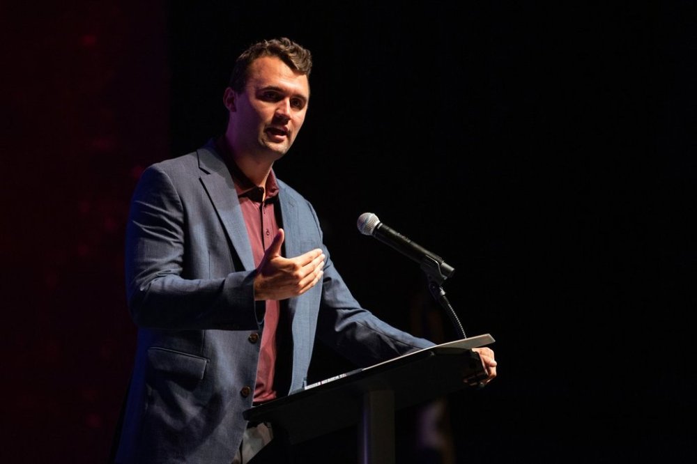 FILE - Charlie Kirk speaks at Texas A&M University as part of Turning Point USA's American Comeback Tour, April 22, 2025, in College Station, Texas. (Meredith Seaver/College Station Eagle via AP, File)