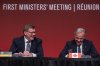 Prime Minister Mark Carney, right, speaks with Premier of Saskatchewan Scott Moe following the First Ministers meeting in Saskatoon, Sask., Monday, June 2, 2025. THE CANADIAN PRESS/Liam Richards
