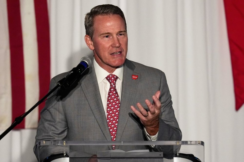 U.S. Sen. Jon Husted, R-Ohio, candidate for Senate in 2026, speaks in Columbus, Ohio, Monday, Sept. 22, 2025, where he endorsed Vivek Ramaswamy, candidate for Ohio Governor in 2026. (AP Photo/Sue Ogrocki)