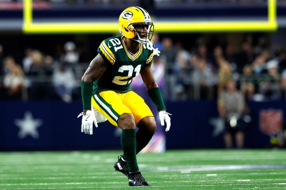 FILE - Green Bay Packers defensive back Nate Hobbs (21) looks to defend during a NFL football game against the Dallas Cowboys on Sunday, Sept. 28, 2025, in Arlington, Texas. (AP Photo/Matt Patterson,File)