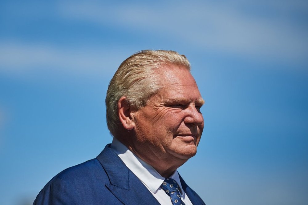 Ontario Premier Doug Ford waits to speak at a press conference in Kitchener, Ont., on Tuesday, Sept. 2, 2025. The government of Ontario launched an anti-tariff ad featuring former U.S. president Ronald Reagan in the United States earlier this month, with the aim of reaching Republican voters. THE CANADIAN PRESS/Sammy Kogan