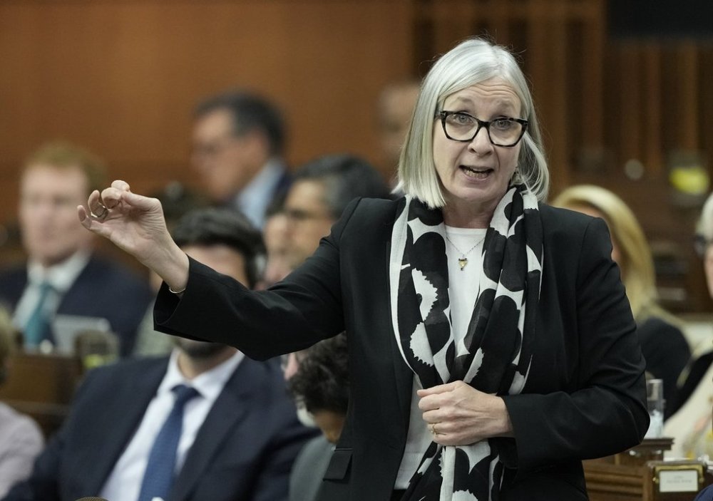 Jobs and Families Minister Patty Hajdu rises during Question Period on Parliament Hill in Ottawa, Thursday, Oct. 9, 2025. THE CANADIAN PRESS/Adrian Wyld