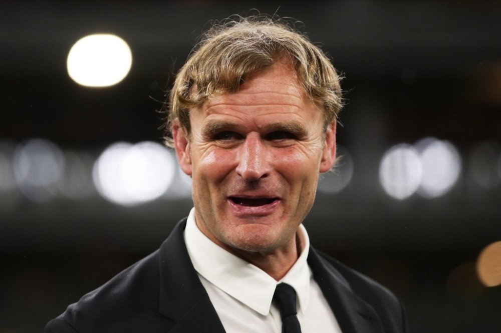 New Zealand coach Scott Robertson reacts following the Bledisloe Cup rugby test between the All Blacks and the Wallabies in Perth, Australia, Saturday, Oct 4, 2025. (AP Photo/Gary Day)