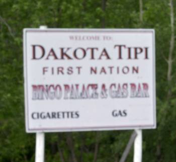 August 17, 2001—Dakota Tipi First Nation, MB—Laura Pashe and members the Dakota Tipi First Nation are involved in a bitter dispute with Chief Denis Pashe over how he is handling the affairs of the reserve. A large group of band members want their to be an election for chief. Photo by Fred Greenslade