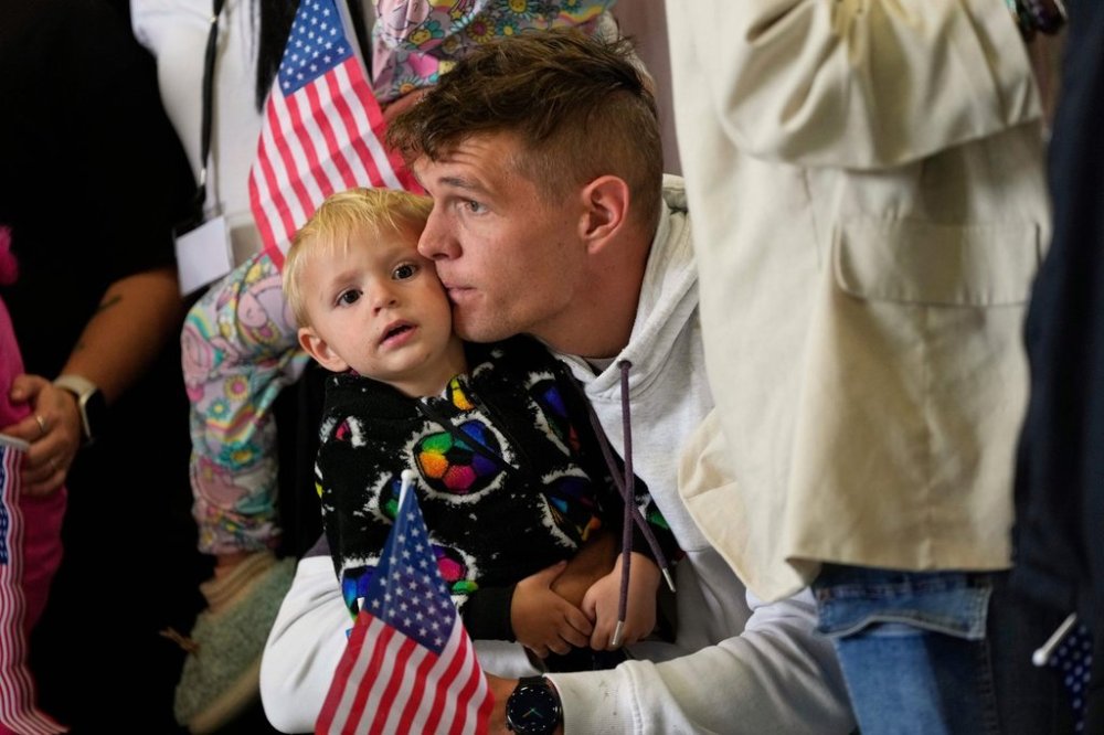 FILE - Afrikaner refugees from South Africa arrive, May 12, 2025, at Dulles International Airport in Dulles, Va. (AP Photo/Julia Demaree Nikhinson, File)