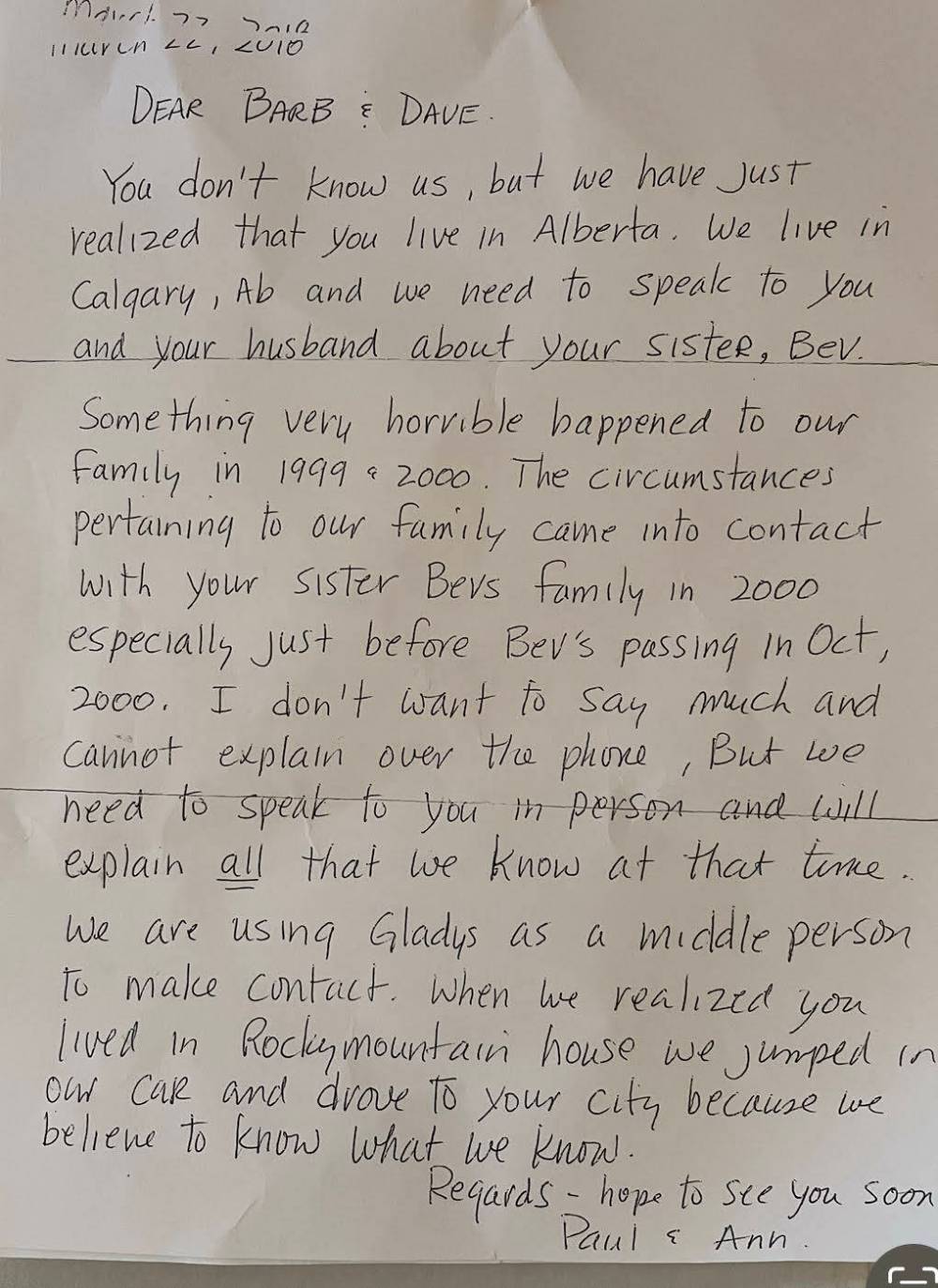 A mysterious letter Rowbotham’s family received hints at a resolution to the case that is still to come.