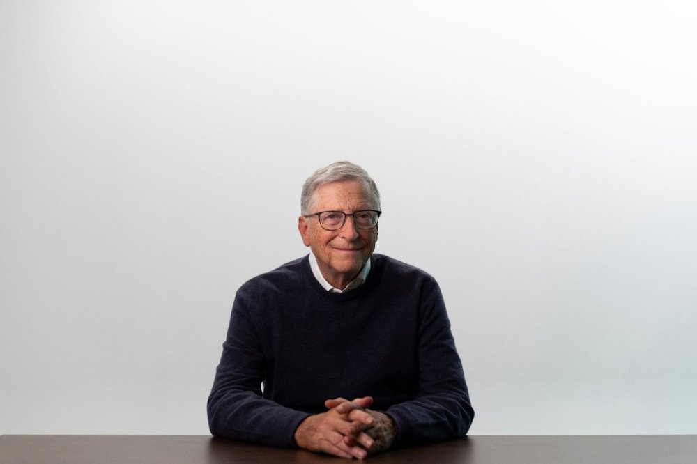 FILE - Bill Gates poses for photos after an interview with The Associated Press in Indian Wells, Calif., Jan. 8, 2025. (AP Photo/Jae C. Hong, File)