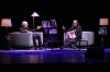 Geddy Lee (right)  holds a discussion with fellow Rush band member Alex Lifeson, as he promotes his book 