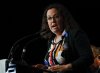 Rebecca Alty, minister of Crown-Indigenous Relations, speaks at the Assembly of First Nations (AFN) Annual General Assembly in Winnipeg on Wednesday, Sept. 3, 2025. THE CANADIAN PRESS/John Woods