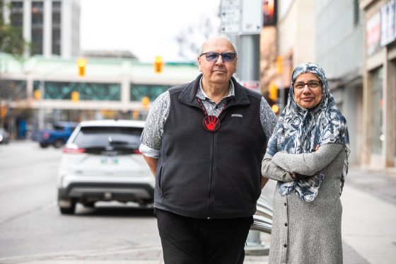 Elder Albert McLeod and Shahina Siddiqui. (Mikaela MacKenzie / Free Press files)