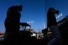 Toronto Blue Jays players work out ahead of Game 3 of the 2025 World Series against the Los Angeles Dodgers in Los Angeles, Sunday, Oct. 26, 2025. (AP Photo/Ashley Landis)