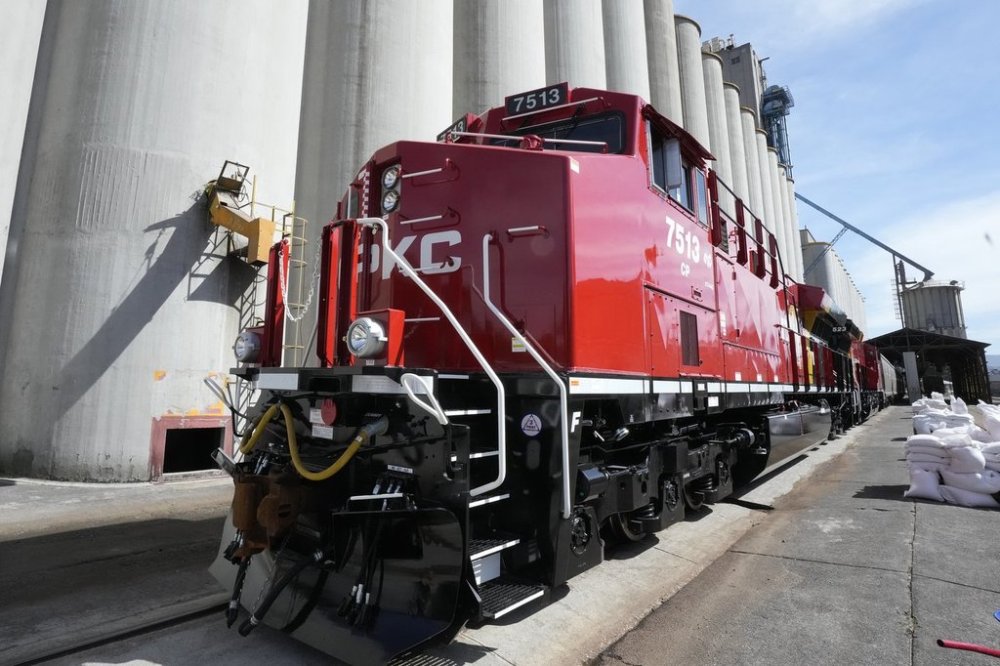 A CPKC locomotive is seen on a train at the Canadian Pacific Kansas City train yard in Mexico City, Friday Sept. 19, 2025. THE CANADIAN PRESS/Adrian Wyld