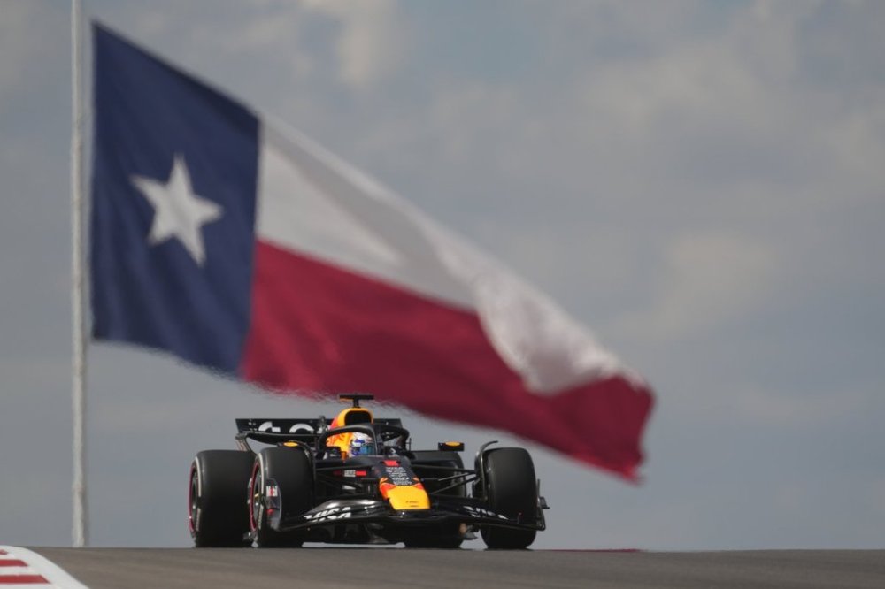 Red Bull driver Max Verstappen of the Netherlands drives during a practice session the Formula One U.S. Grand Prix auto race at the Circuit of the Americas, Friday, Oct. 17, 2025, in Austin, Texas. (AP Photo/Eric Gay)