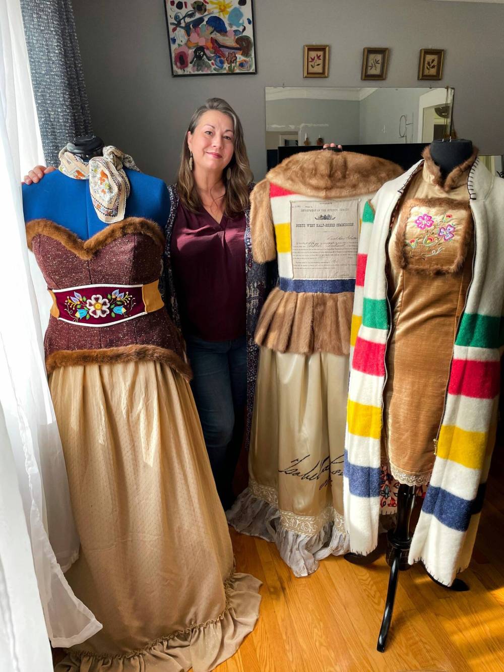 RUTH BONNEVILLE / FREE PRESS
Artist Amy McPherson is a Métis fashion designer who incorporates beading, quilling and caribou tufting into her collections.