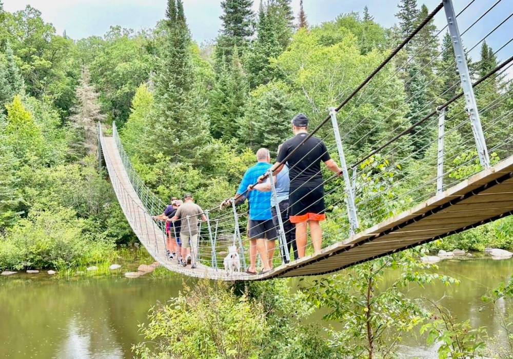 Gord Mackintosh photos
Pinawa’s suspension bridge is not for the faint of heart.