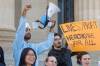 MIKE DEAL / FREE PRESS
                                The University of Manitoba Students’ Union held a rally at the Manitoba Legislative Building on Wednesday afternoon, calling on the provincial government to reinstate public healthcare coverage for international students in Manitoba. Prabhnoor Singh, UMSU President (in light blue sweatshirt with bullhorn) rallies the group with a chant.