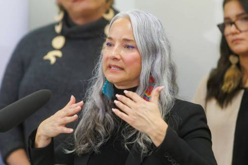 MIKE DEAL / FREE PRESS
                                Families Minister Nahanni Fontaine announces a $3.5-million provincial contribution to Ikwe Widdjiitiwin Inc. to establish a first-of-its-kind 24-7 safe space for Indigenous women in Winnipeg.