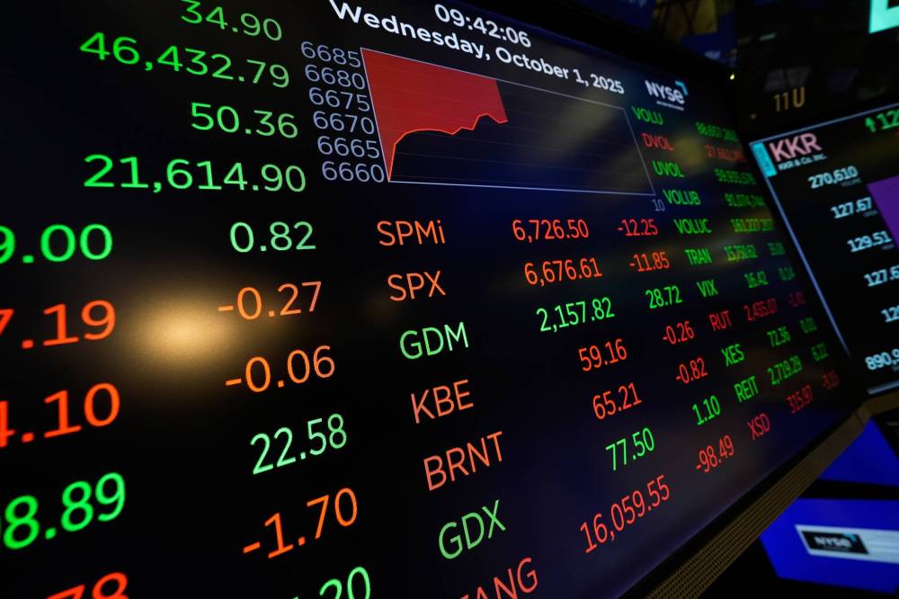 Seth Wenig / The Associated Press
Financial information is displayed at the New York Stock Exchange in New York on Wednesday.