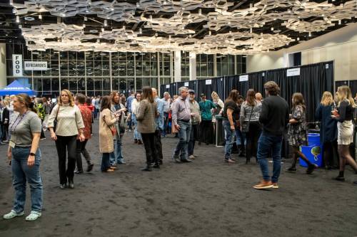 BROOK JONES / FREE PRESS FILES
                                The Winnipeg Wine Festival at the RBC Convention Centre welcomed thousands of attendees who came to sample and sip the wines of the world.