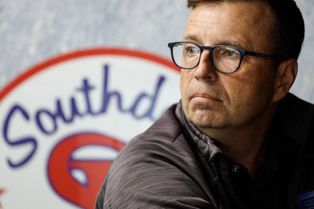JOHN WOODS / FREE PRESS
JH Bruns parent liaison Geoff Cusson helped revive the hockey program.