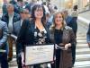 Ruth Bonneville / Free Press LOCAL - Order of the Buffalo Hunt Photo of Kristin Hayward, assistant deputy minister for the Manitoba Wildfire Service (left), and Christine Stevens, assistant deputy minister for the Manitoba Emergency Management Organization, hold the Order of the Buffalo Hunt awarded to them both by the Premier of Manitoba in a ceremony earlier for guiding the province through one of its most difficult wildfire seasons, at a special ceremony at the Legislative Building Thursday. They had their photo taken with a larger group of heroes who also were recognized for their emergency work helping with the Manitoba Wildfires this past summer. Hayward and Stevens, are two of Manitoba’s top emergency leaders that were recognized for guiding the province through one of its most difficult wildfire seasons in recent years. Oct 09, 2025