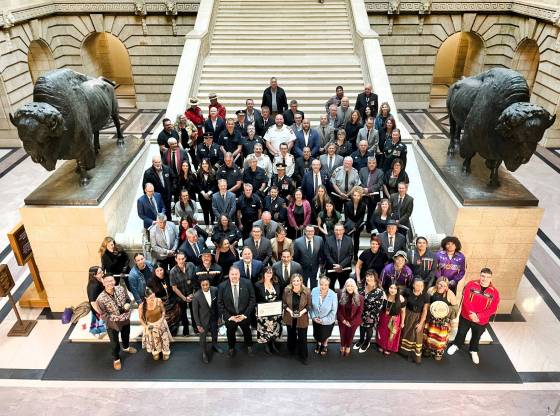 For their work during Manitoba's wildfire season, 95 municipal governments, First Nations, non-profit organizations, volunteer fire departments and various other organizations were inducted into the Order of the Buffalo Hunt. (Ruth Bonneville / Free Press)
