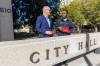 MIKE DEAL / FREE PRESS Mayor Scott Gillingham with security guard, Abdi Rahaman at City Hall. The Mayor administered naloxone with help from Abdi, on a person overdosing outside of his office at city hall Thursday. The Mayor says he has naloxone in his car and office. Reporter: Joyanne Pursaga 251010 - Friday, October 10, 2025.