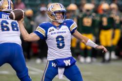 Amber Bracken / The Canadian Press
                                The score flattered Blue Bombers quarterback Zach Collaros, who had a dreadful outing in Saturday’s 25-20 loss to Edmonton.