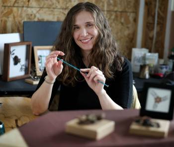 Ruth Bonneville / Free Press
                                Artist Sandra Klowak began working with hair nine years ago. The art form originated in the 17th century and became especially popular in the Victorian era.