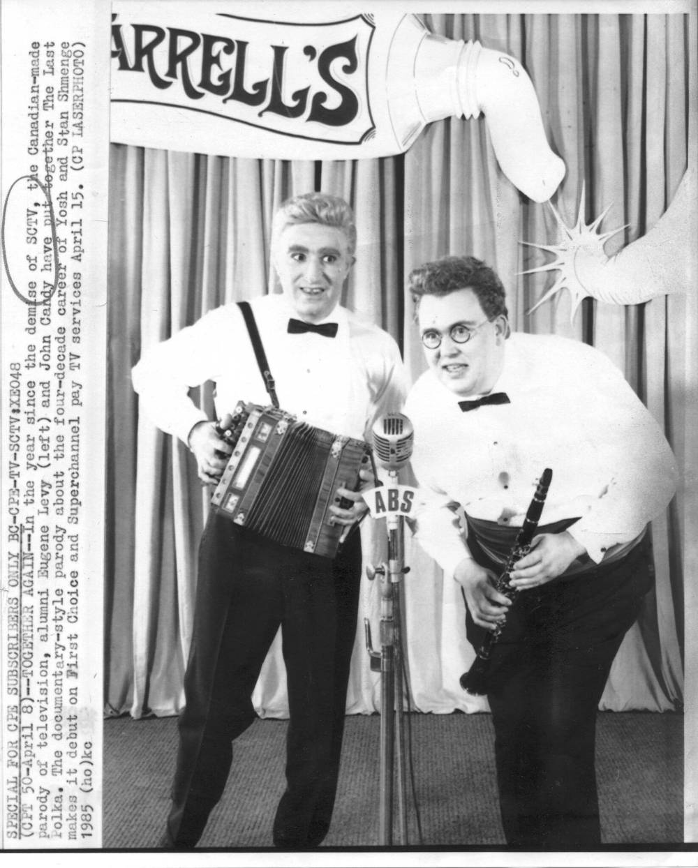 Canadian Press files
In this 1985 photo, SCTV co-stars Candy (right) and Eugene Levy and appear as Leutonian musical siblings Yosh and Stan Shmenge.