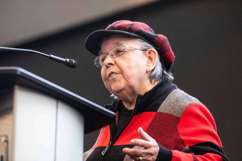 MIKAELA MACKENZIE / FREE PRESS
Emma LaRocque speaks at the event celebrating 50 years of Indigenous Studies at the University of Manitoba.