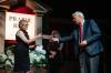JOEY SENFT PHOTO 
                                Colin Jackson presents a donation to PTE artistic director Ann Hodges on Wednesday.