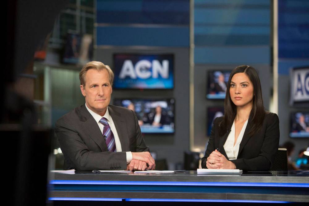 Melissa Moseley / MCT
Jeff Daniels and Olivia Munn in The Newsroom. Judy Waytiuk has returned to the Aaron Sorkin-penned drama for an uplifting view of broadcast journalism.