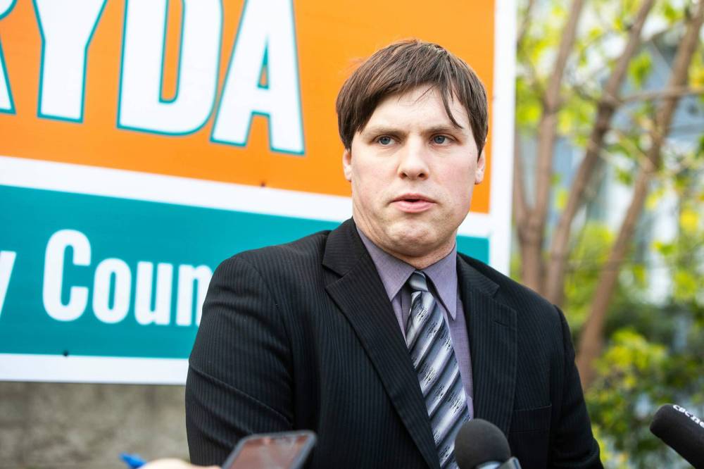 MIKAELA MACKENZIE / FREE PRESS FILES
Chris Sweryda announces his candidacy for Elmwood-East Kildonan city councillor in early October.