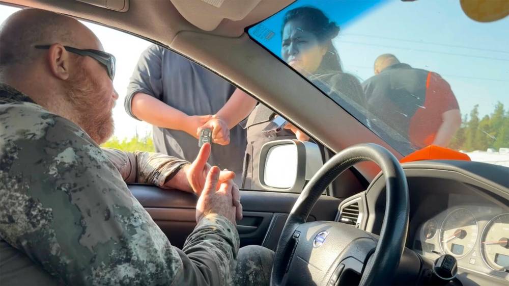 SUPPLIED
Video shows hunter denied entry at the Bloodvein blockade in September.