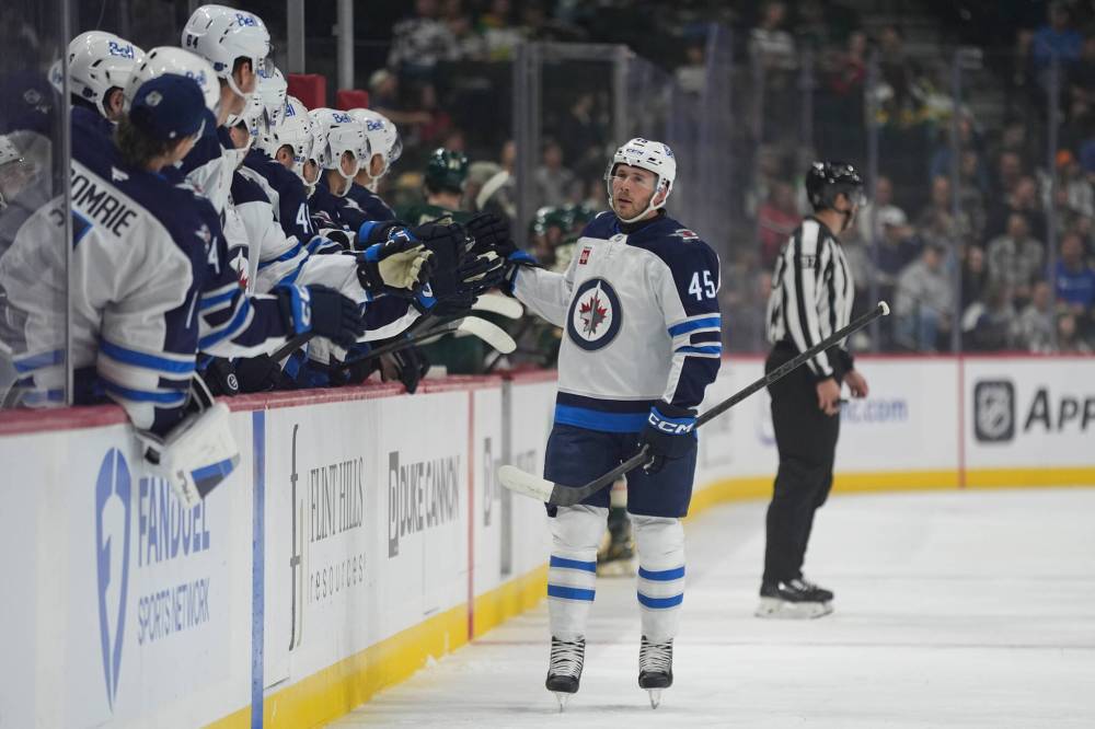 Abbie Parr / THE ASSOCIATED PRESS FILES
Winnipeg Jets forward Cole Koepke registered 177 hits last season with the Boston Bruins and has already racked up 29 hits through the first 10 games with his new club.