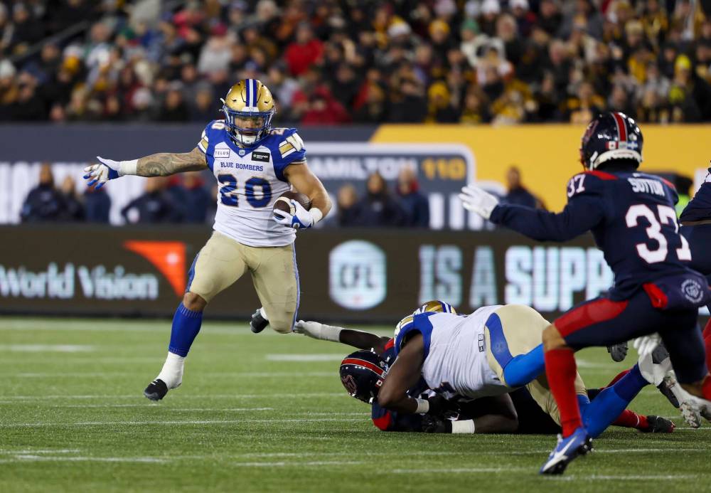 Nick Iwanyshyn / THE CANADIAN PRESS files
                                Bombers running back Brady Oliveira was a force to be reckoned with when the Big Blue faced Montreal in Week 12.