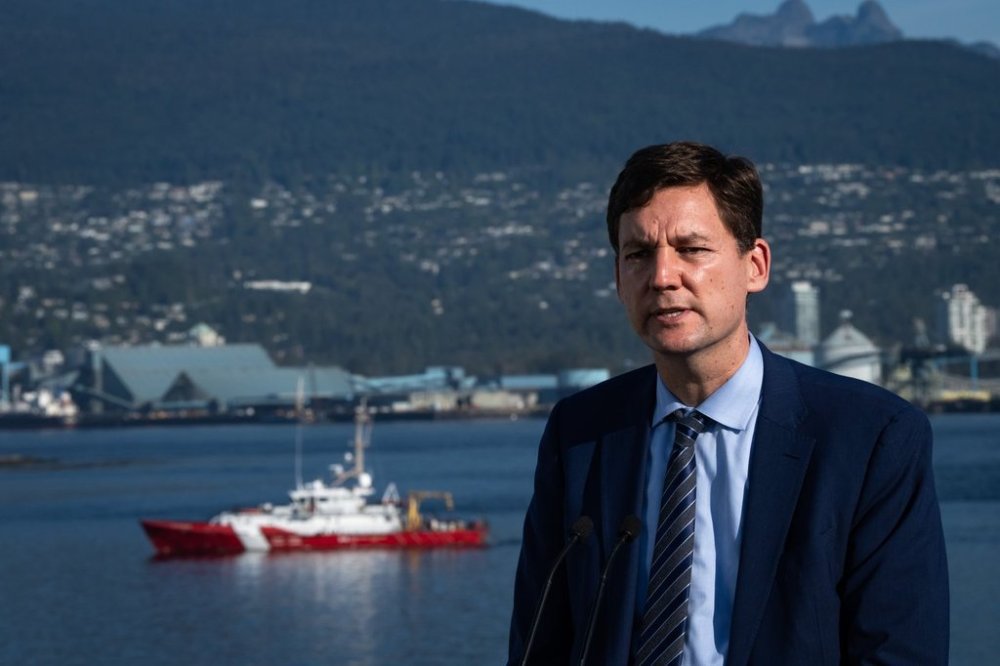 B.C. Premier David Eby, speaks during a Ksi Lisims LNG announcement of an environmental assessment certificate from the Government of British Columbia in Vancouver, on Tuesday, Sept. 16, 2025. THE CANADIAN PRESS/Ethan Cairns