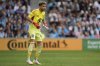 Minnesota United goalkeeper Dayne St. Clair (97) follows the play during the second half of an MLS soccer match against Inter Miami, Saturday, May 10, 2025, in St. Paul, Minn. (AP Photo/Abbie Parr)