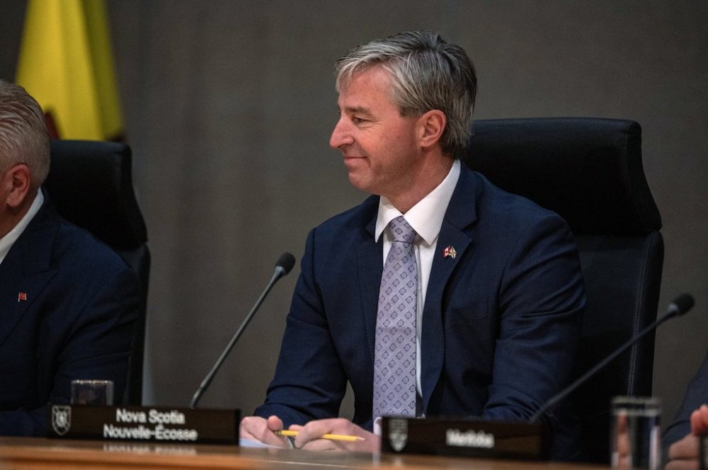 Premier of Nova Scotia Tim Houston takes part in the First Minister’s Meeting in Saskatoon, on Monday, June 2, 2025. THE CANADIAN PRESS/Liam Richards